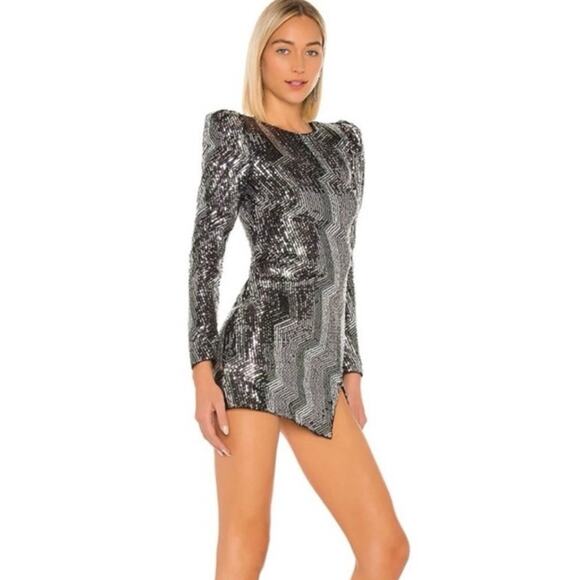 Revole x Michael Costello Dresses & Skirts - Revolve X Michael Costello Leanne sequin mini dress size S silver black